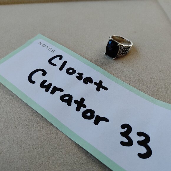David Yurman Wheaton 925 Sterling Silver Ring Black Onyx & Diamond size 9 - Picture 5 of 11